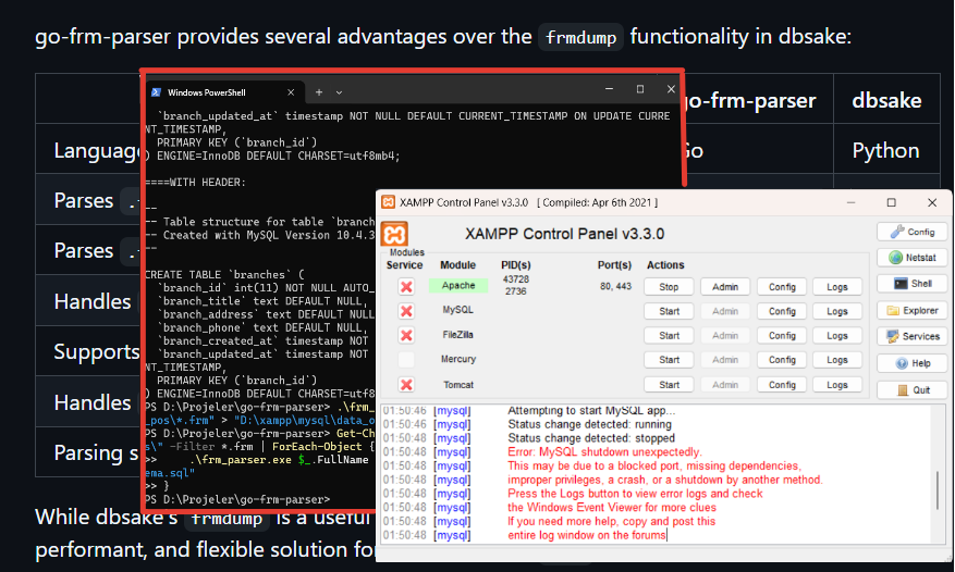 MySQL Tabloları için Veri Kurtarma Aracı